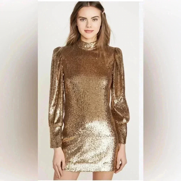 Women’s A.L.C. Christy gold sequin mini dress size 14 - Picture 2 of 6